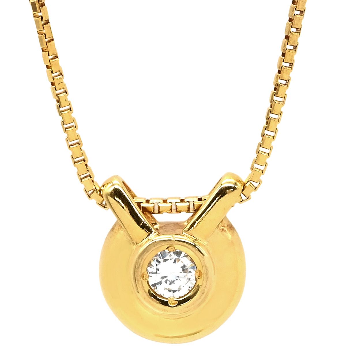 ネックレス ダイヤ ペンダント イエローゴールド Au 750 18 K 18金 1 P 1石 1粒 ラウンド