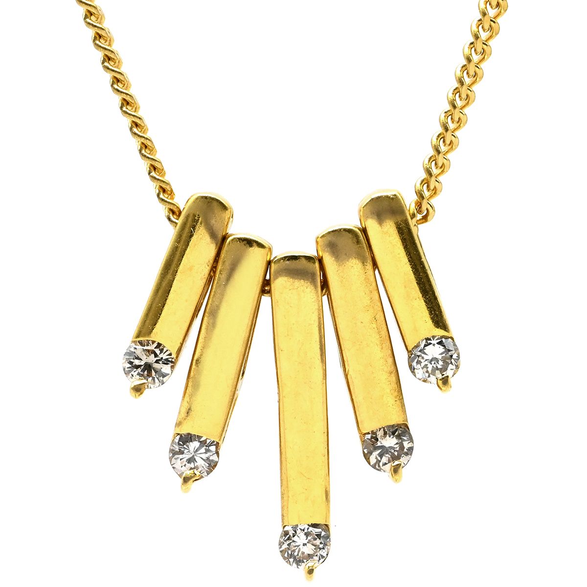 ネックレス ダイヤ ペンダント イエローゴールド Au 750 18 K 18金 5 P 5石 5粒 ゴールドバー
