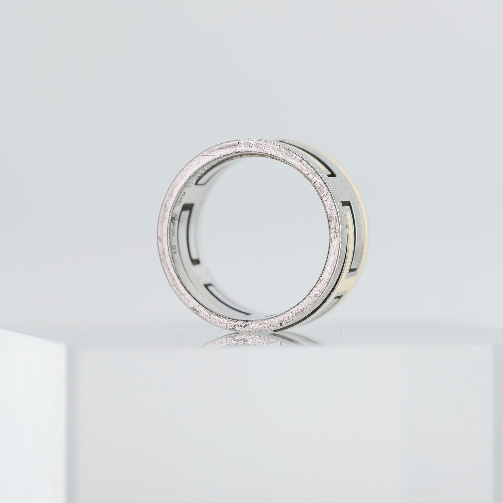 エルメス HERMES ムーブアッシュ リング #51 約11号 ベージュ×シルバー