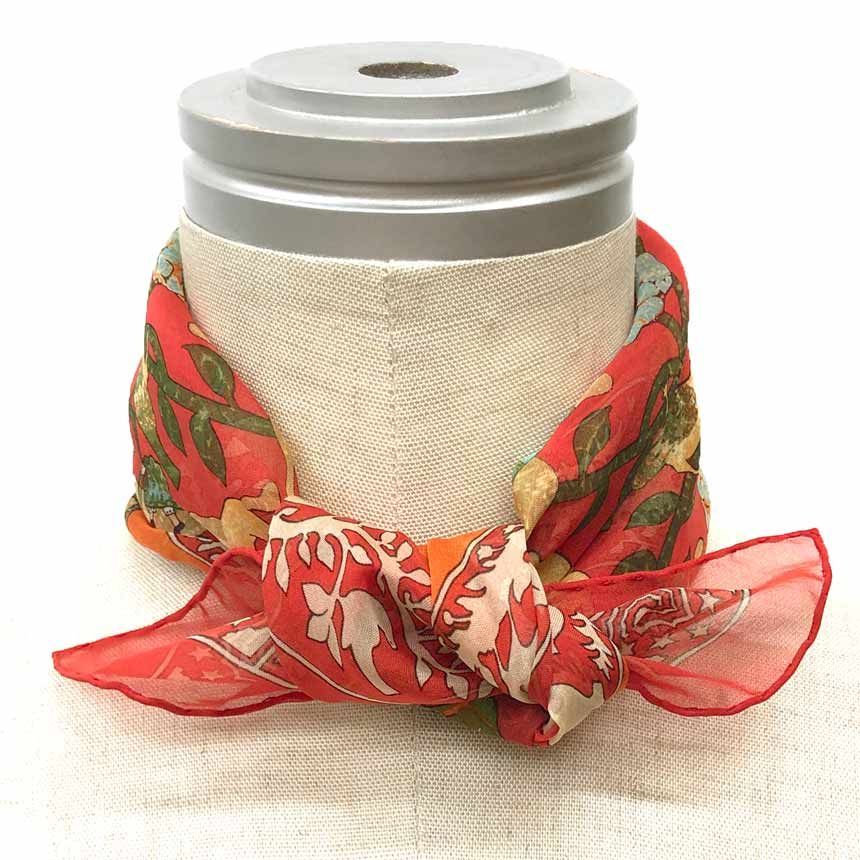 HERMES エルメス スカーフ カレ45 EARLY AMERICA 古き良きアメリカ シルクモスリン レッド 赤 aq 12373