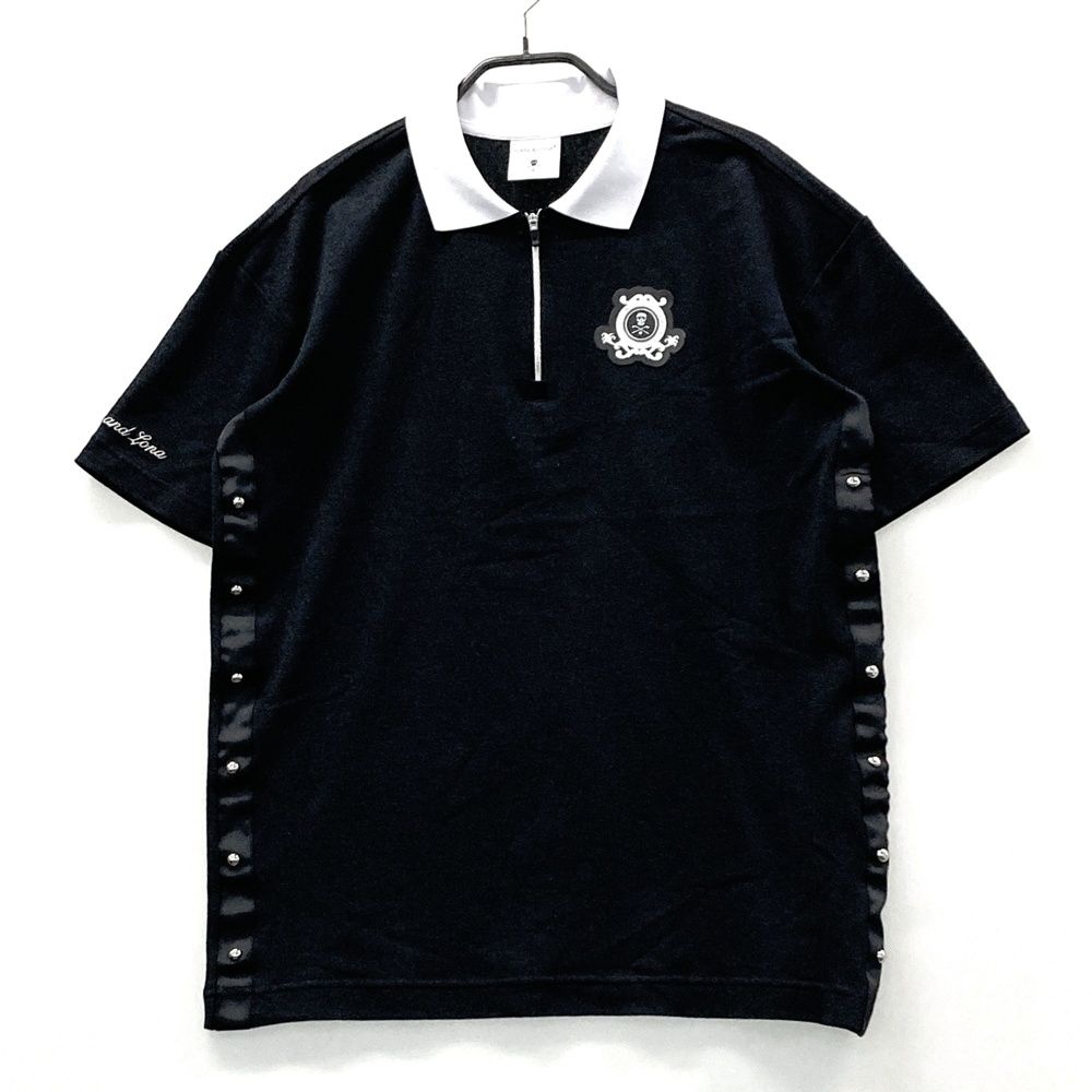 サイズ 46 MARK-LONA マークアンドロナ モデル ハーフジップ 半袖ポロシャツ ブラック系 ゴルフウェア メンズ ストスト