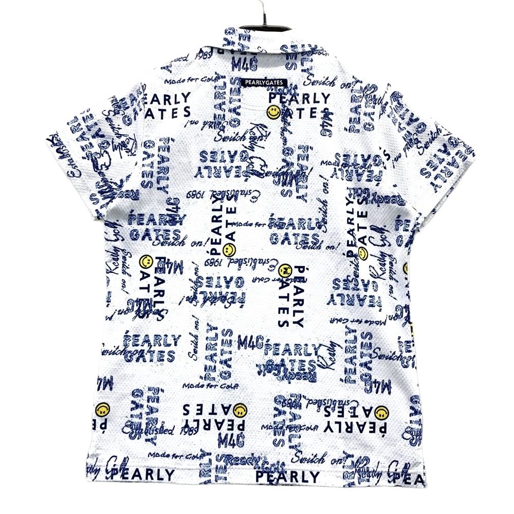 サイズ 0 PEARLY GATES パーリーゲイツ モデル 半袖ポロシャツ ニコちゃん ロゴ柄 ホワイト系 ゴルフウェア レディース ストスト