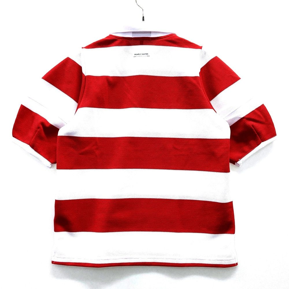 サイズ 0 PEARLY GATES パーリーゲイツ モデル 半袖ポロシャツ ボーダー柄 レッド系 ゴルフウェア レディース ストスト