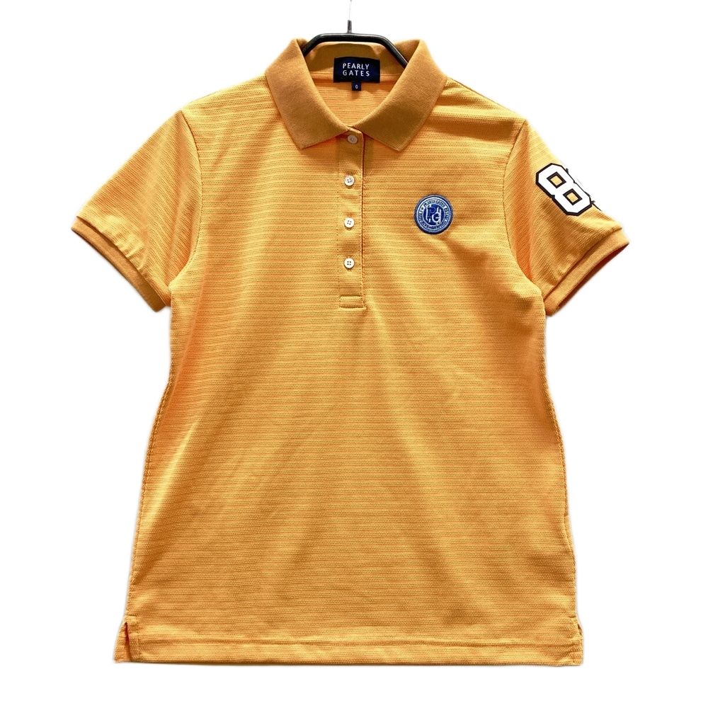 サイズ 0 PEARLY GATES パーリーゲイツ モデル 半袖ポロシャツ ボーダー柄 オレンジ系 ゴルフウェア レディース ストスト
