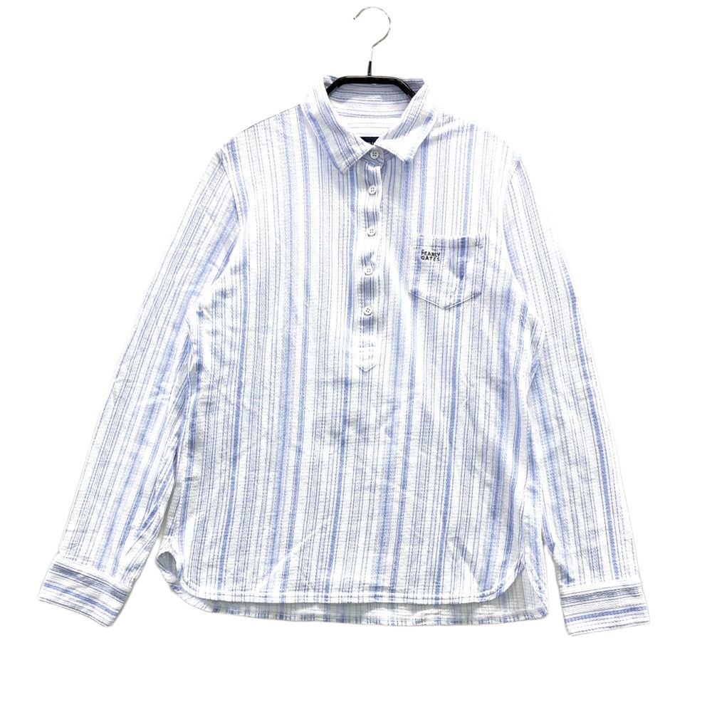 サイズ 1 PEARLY GATES パーリーゲイツ モデル 長袖ポロシャツ ストライプ柄 ホワイト系 ゴルフウェア レディース ストスト