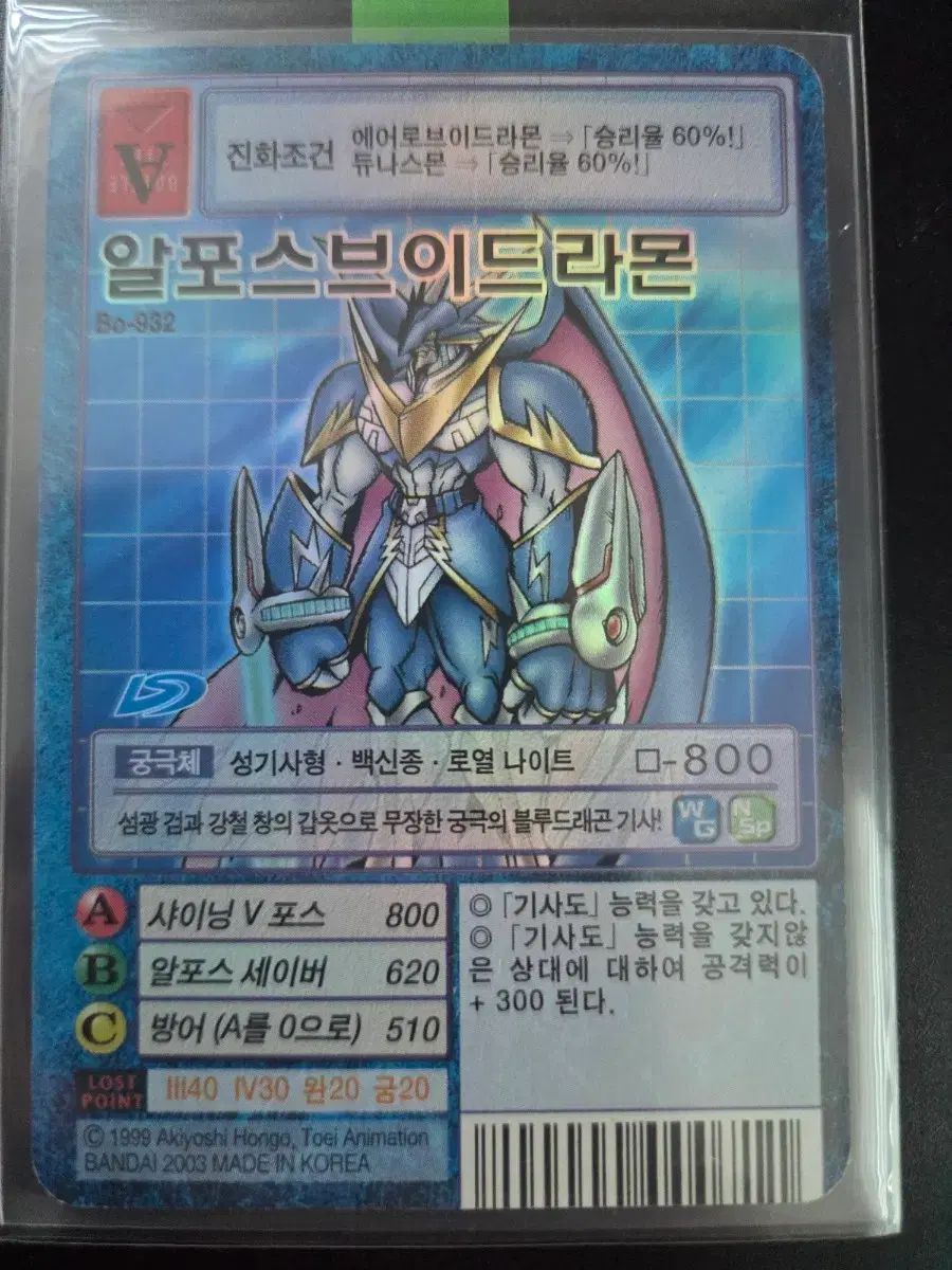 グーデジタルモンスターカード アルフォースVブイドラモン Bo-932