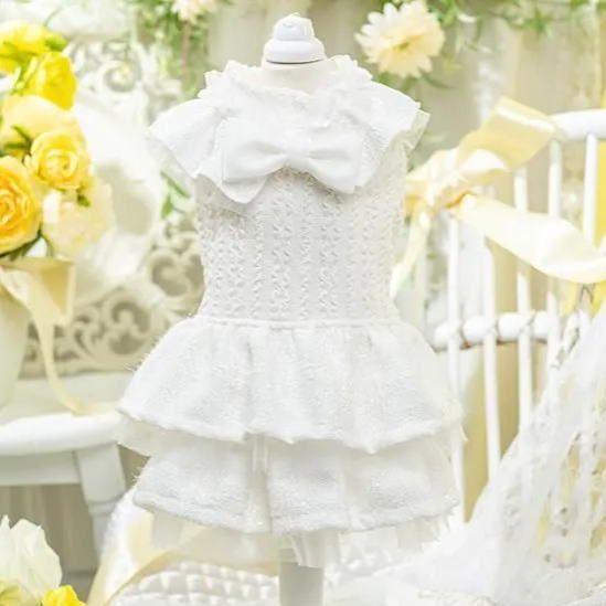 LULUDOLL ルルドール ルミナス ツイードワンピース Mサイズ 犬 ウェア ホワイト ブラック