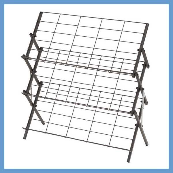 スチール製の折りたたみ式シューズラック ディスプレイオープンラック W 70×D 27×H 70 cm No.68 ダークグレー