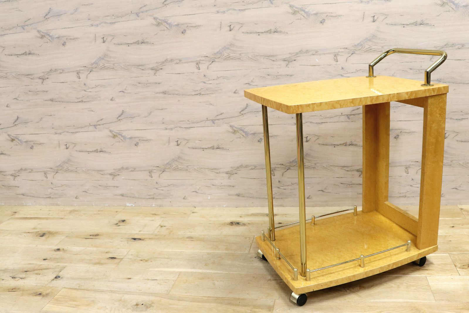 松創 MATSUSO キャスターワゴン バーズアイメープル ホワイトシカモア材 キッチンワゴン ティーワゴン キッチンカート