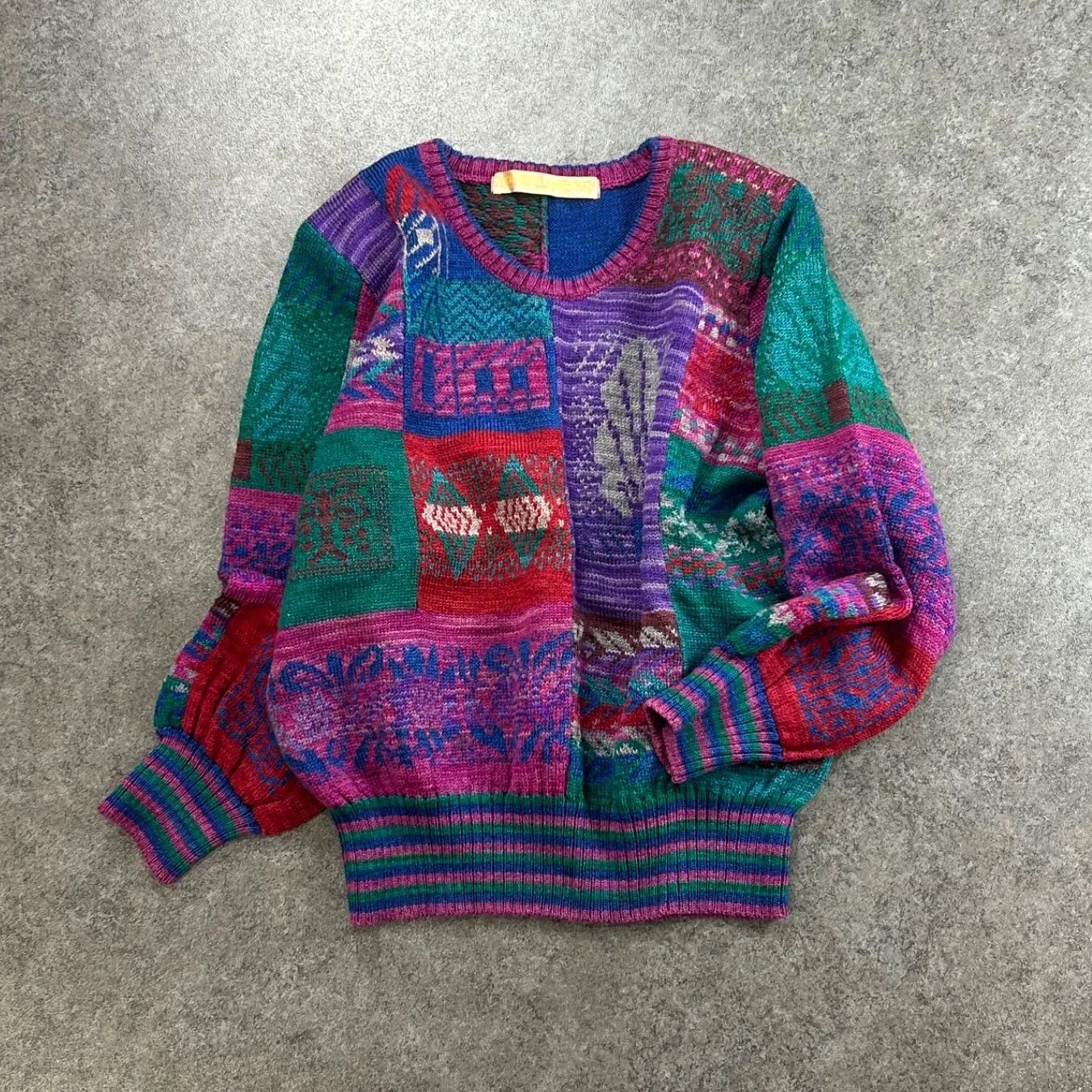 Vintage MORIOKA SACHIKO Crazy Pattern Design Sweater Multicolore 