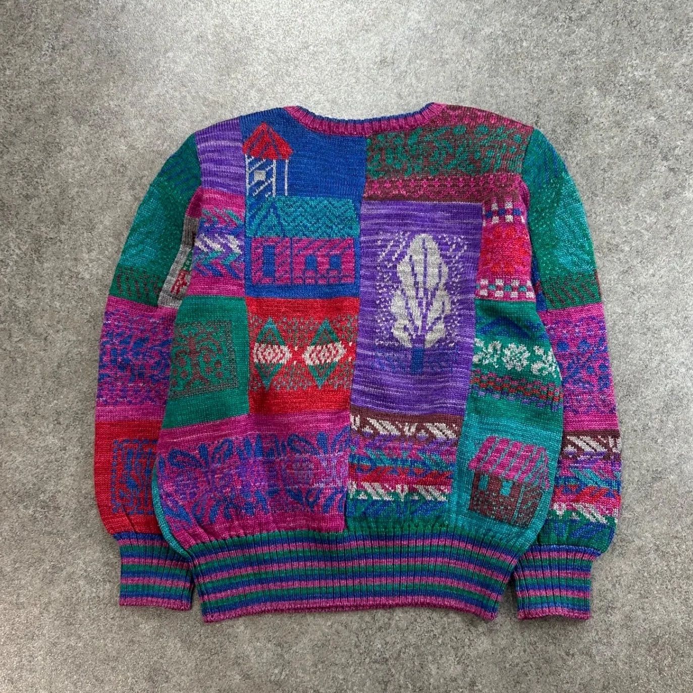 Vintage MORIOKA SACHIKO Crazy Pattern Design Sweater Multicolore