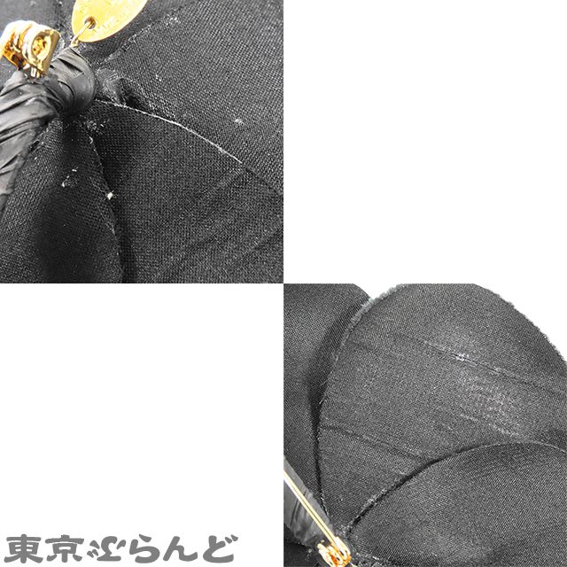  シャネル CHANEL カメリア コサージュ ブラック 黒 ゴールド金具 ベロア ブローチ レディース ブローチ コサージュ アクセサリー