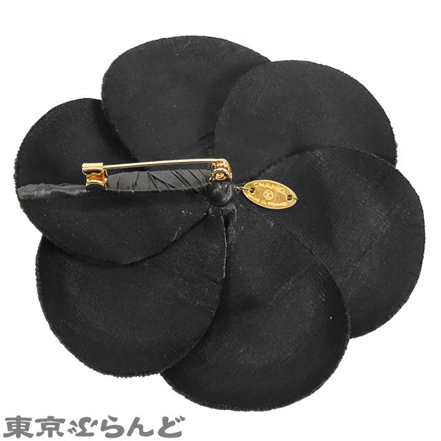 シャネル CHANEL カメリア コサージュ ブラック 黒 ゴールド金具