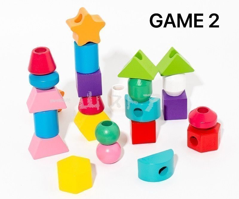 ひも通し 絵合わせ バランス　パズル 木製 知育玩具 モンテッソーリ