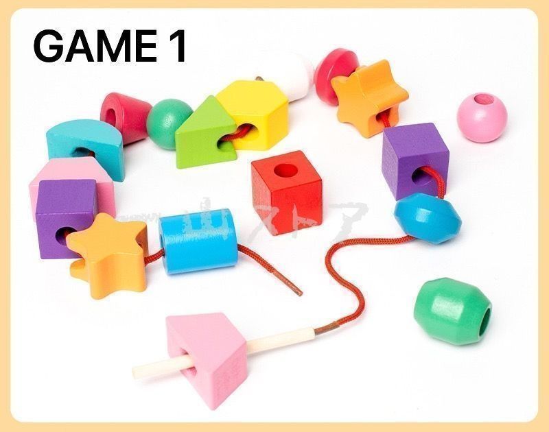 ひも通し 絵合わせ バランス　パズル 木製 知育玩具 モンテッソーリ