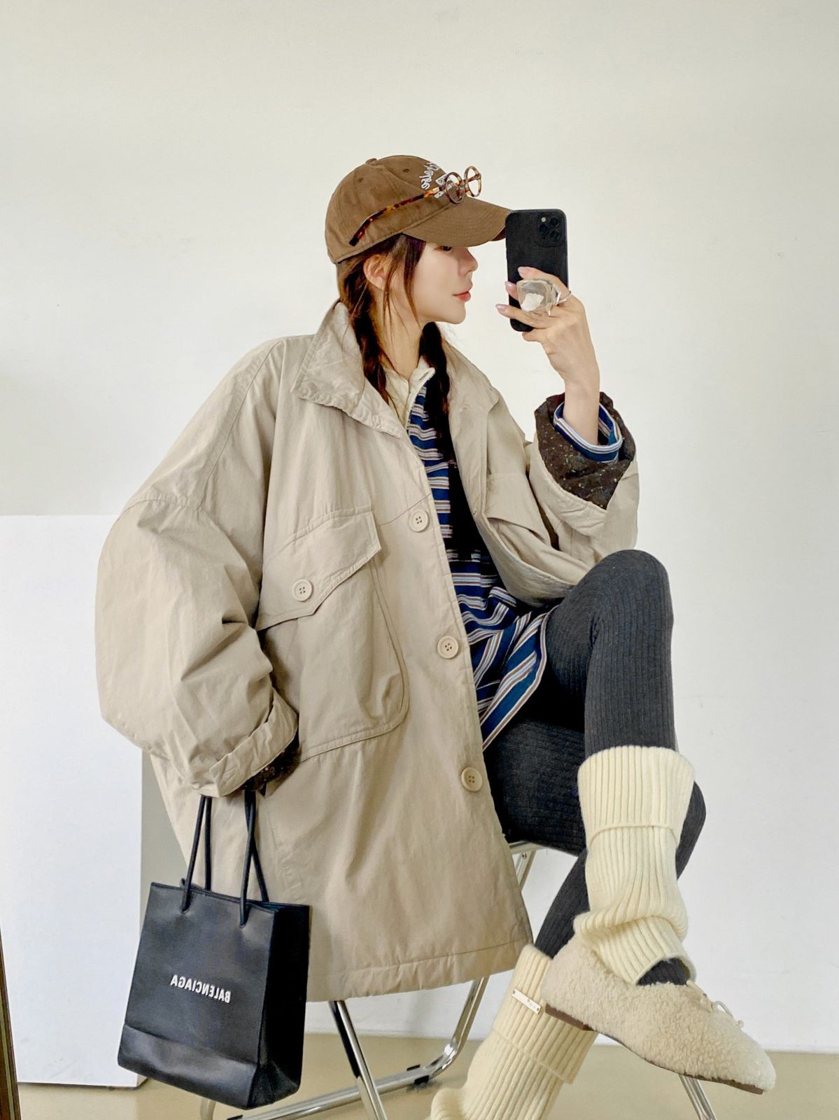  ビッグポケットマウンテンパーカー マウンテンダウンジャケット アウター 小花 起毛 キルティング バイ ポケット ハイネック ボックス 冬 MA-1 ジャケット アウター