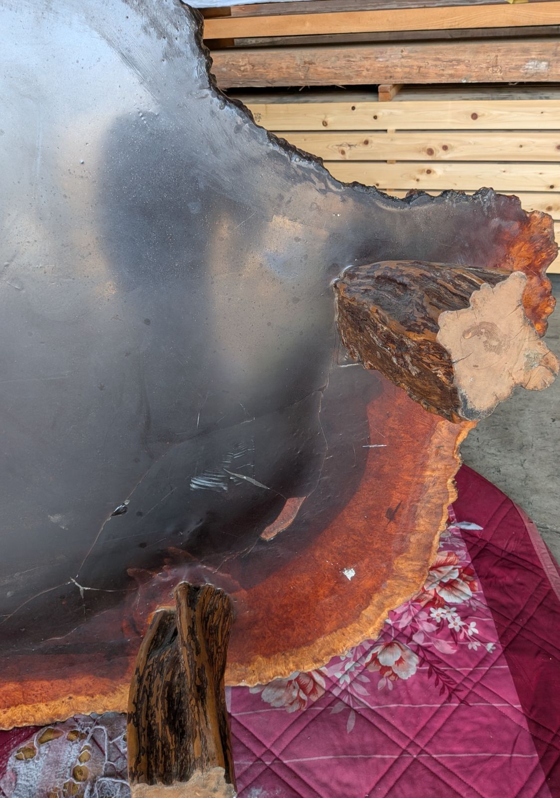 花梨 天然 木材 一枚板 銘木 希少 葡萄杢 瘤杢 座卓 花台 - メルカリ