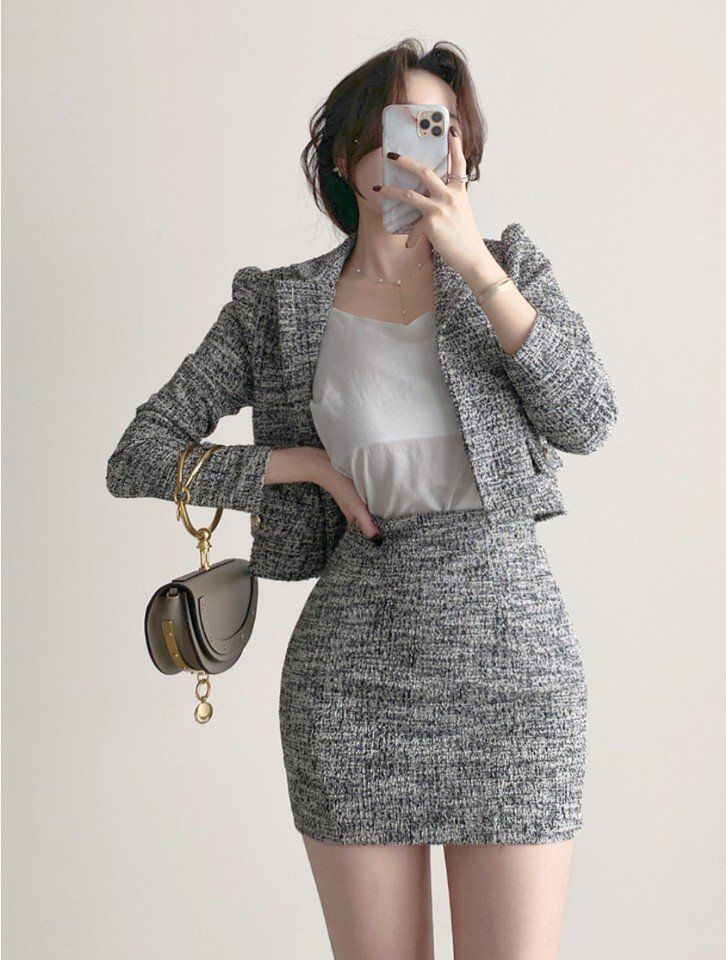  ベイグルセットアップ 黒ミニショートジャケットツイード注文殺到 その他 セットアップ