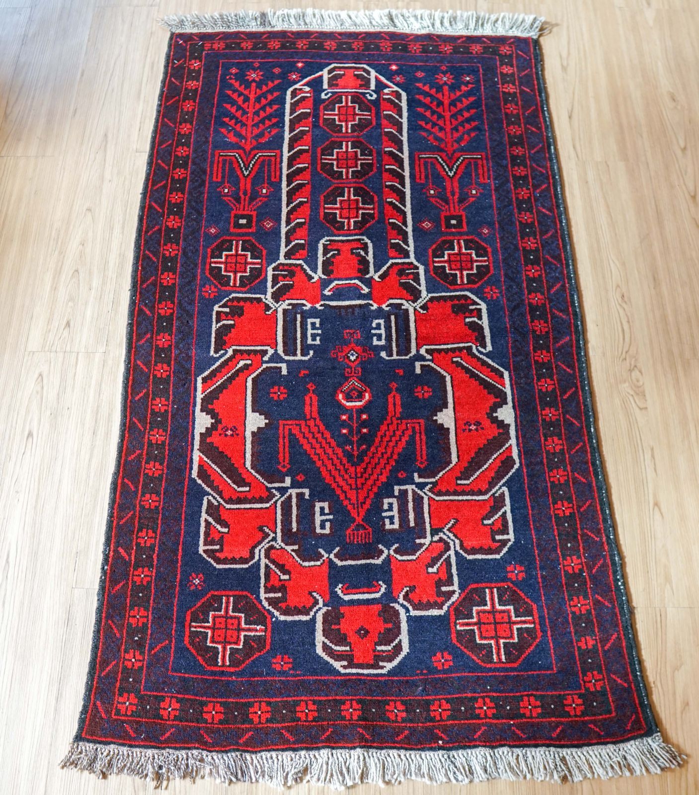 130×94cm vintageペルシャ絨毯 バルーチ トライバルラグ