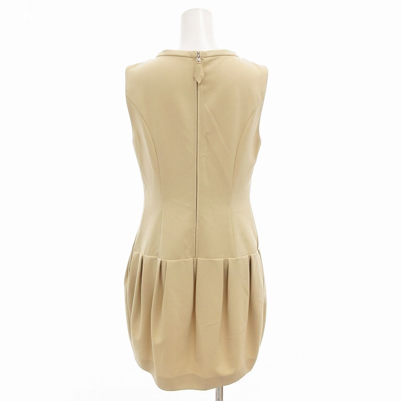 FOXEY ノースリーブひざ丈ワンピース ベージュ・ブラウン 40サイズ FOXEY NEW YORK(フォクシーニューヨーク) ワンピース サイズ40 M