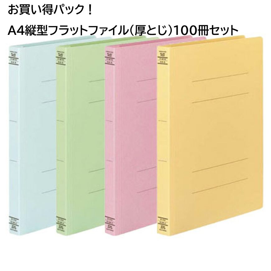 パック A 4縦型フラットファイル 厚とじ 100冊セット ご注文時に色のご指定をお願いいたします ファイル 4 縦 2穴 丈夫 樹脂製 書類整理 大量収納 環境にやさしい 環境に配慮 エコ 文具