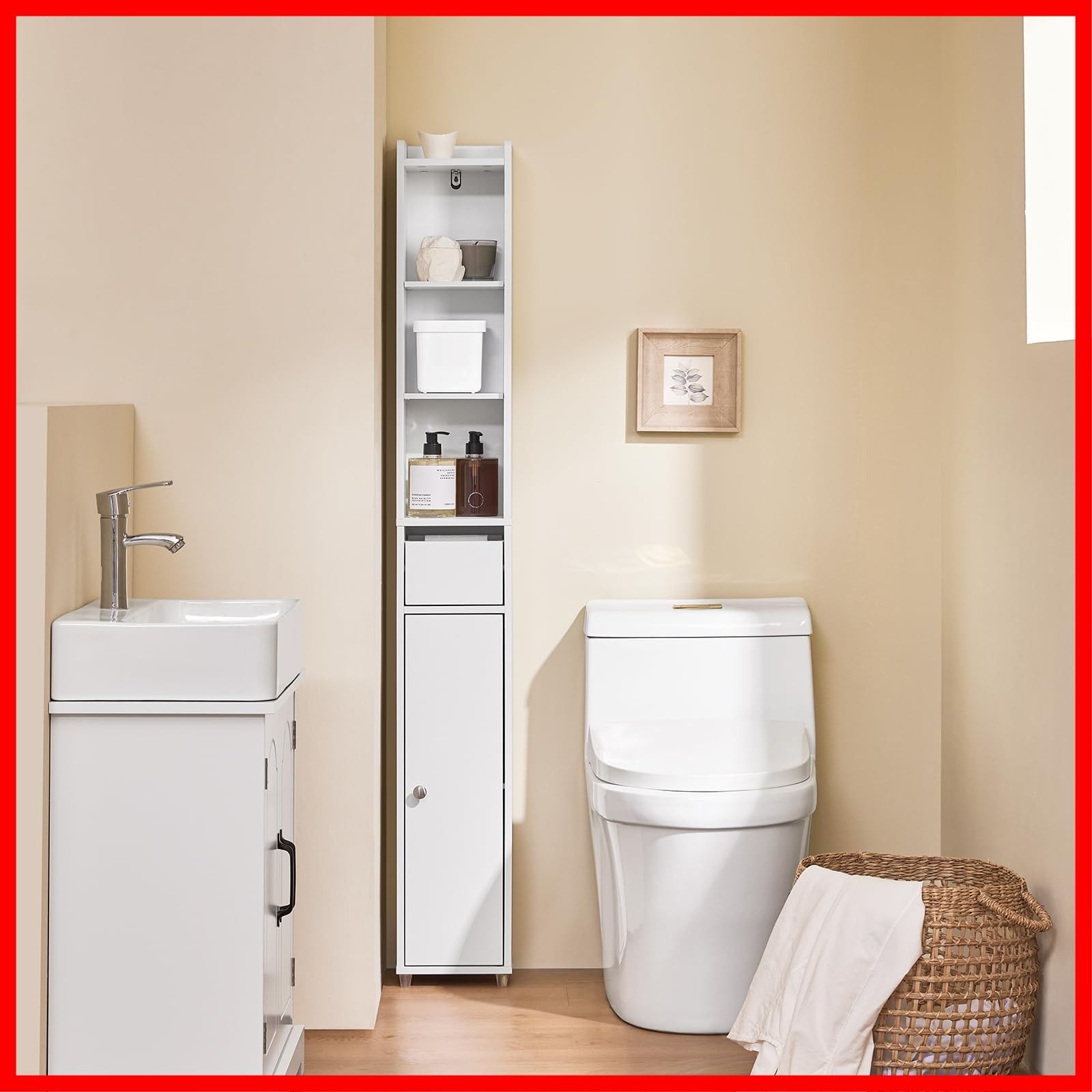 サニタリーラック 幅20 cm コンパクト 収納 薄型 洗面所 一人暮らし スリム 食器棚 可動棚 ランドリーラック BZR 34 K W 隙間収納