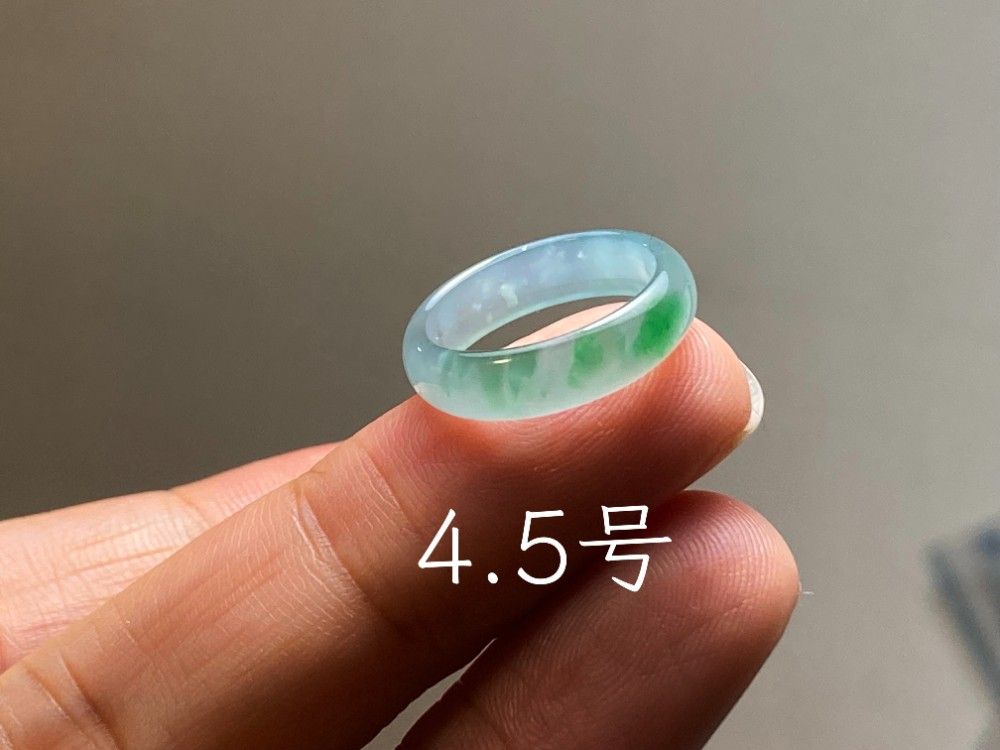 L15-131 ピンキーリング 氷種 4.5号 濃緑 グアテマラ産 A貨 本翡翠