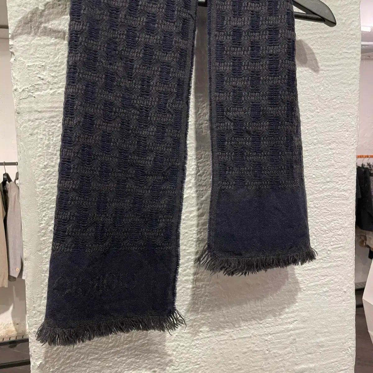 GIORGIO ARMANI ウールマフラー GIORGIO ARMANI Scarf Men's ONE SIZE Black/Grey Logo Rectangle