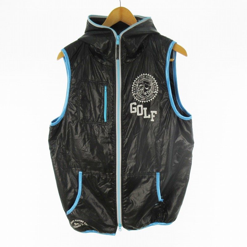 russeluno ラッセルノ ゴルフ ベスト 中綿 ジップアップ フード ロゴ