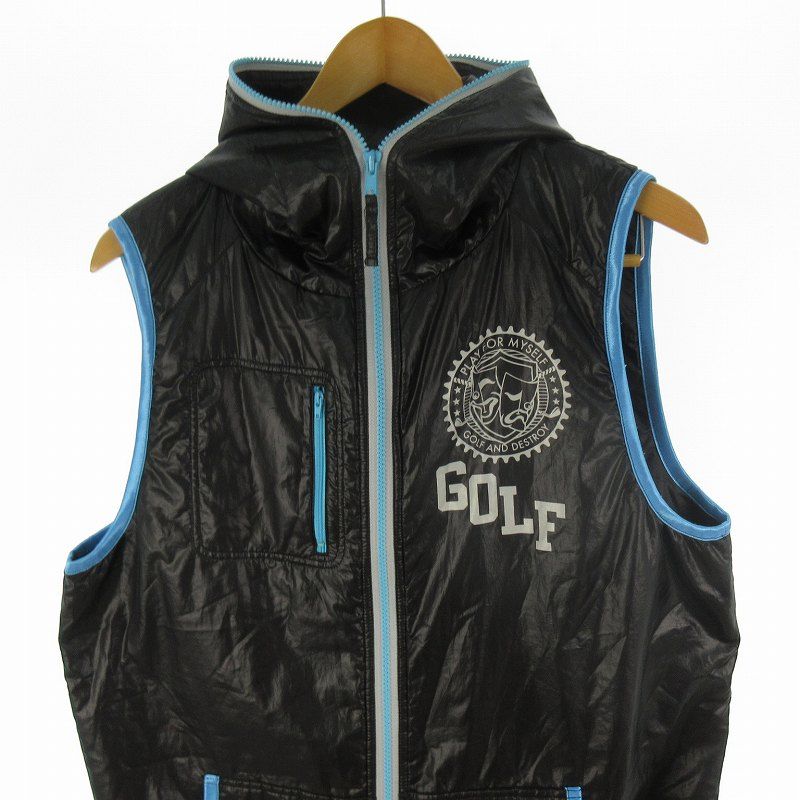 RUSSELUNO　ベスト　ゴルフ russeluno ラッセルノ ゴルフ ベスト 中綿 ジップアップ フード ロゴ