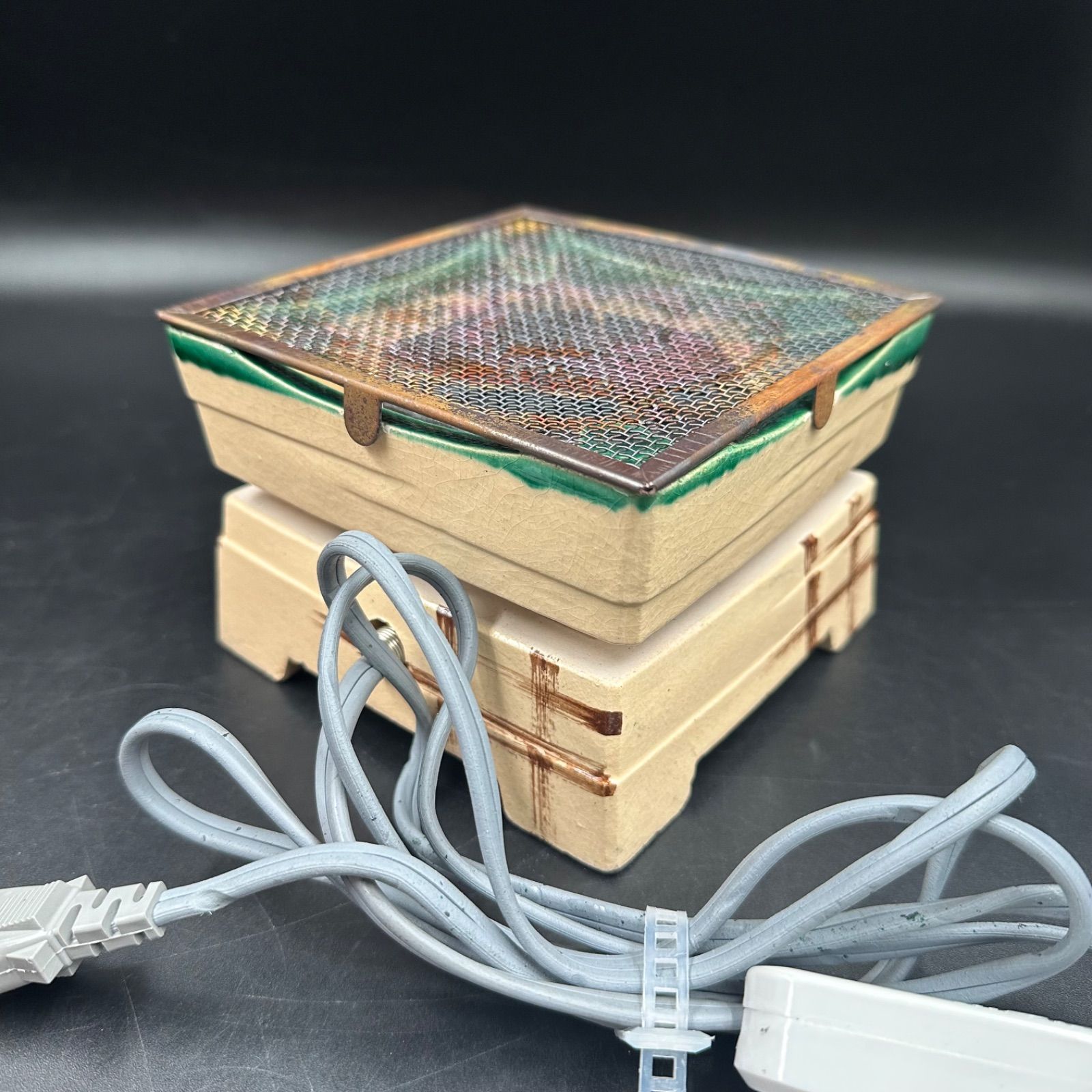 f404-21 野々田商店 卓上江戸火鉢 織部　卓上電熱器 卓上ミニコンロ f404-21 野々田商店 卓上江戸火鉢 織部 卓上電熱器 卓上ミニコンロ