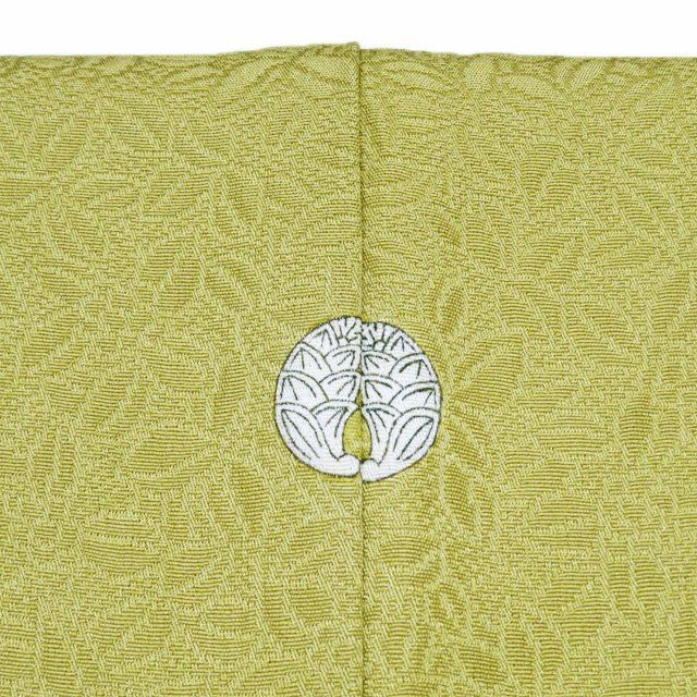  色無地 着物 正絹 袷 紋付き フォーマル 地模様 植物文様 緑黄色 身丈158 cm 裄65 M きもの北條 A 1309-5 色無地 着物
