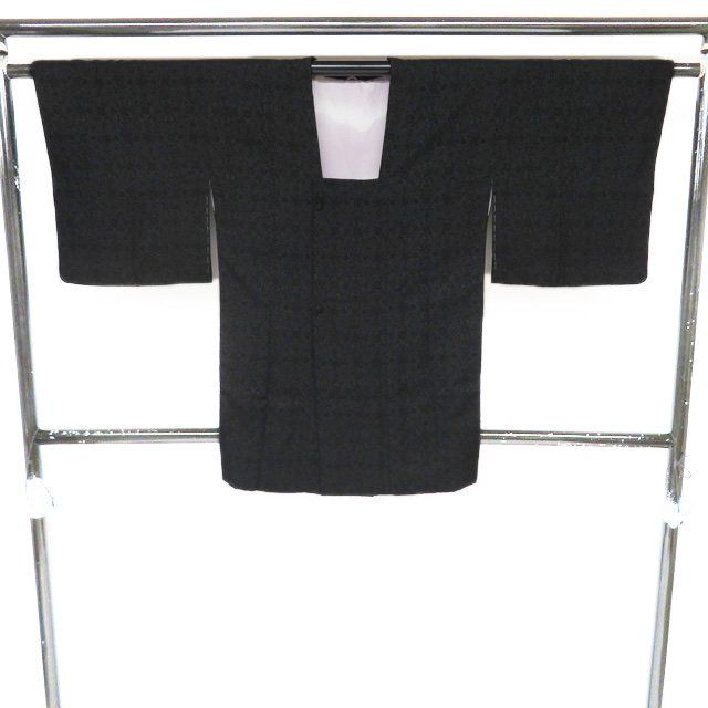  道行コート コート 着物 輪奈織 花模様 正絹 黒色 身丈87 cm 裄63 きもの北條 A 1309-2 着物ショール 着物 浴衣