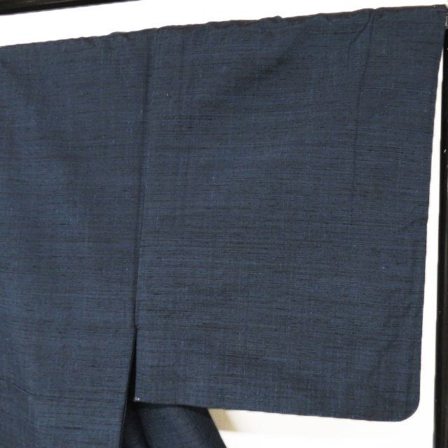  男物 着物 羽織 アンサンブル 正絹 紬地 袷 濃紺色 身丈148 5 cm 裄70 きもの北條 A 1309 1 着物セット 着物 浴衣