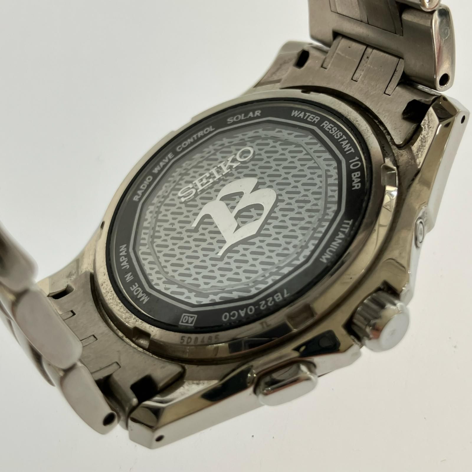  SEIKO セイコー 7 B 22-0 AC 0 ソーラー腕時計 ブラック×シルバー その他 時計
