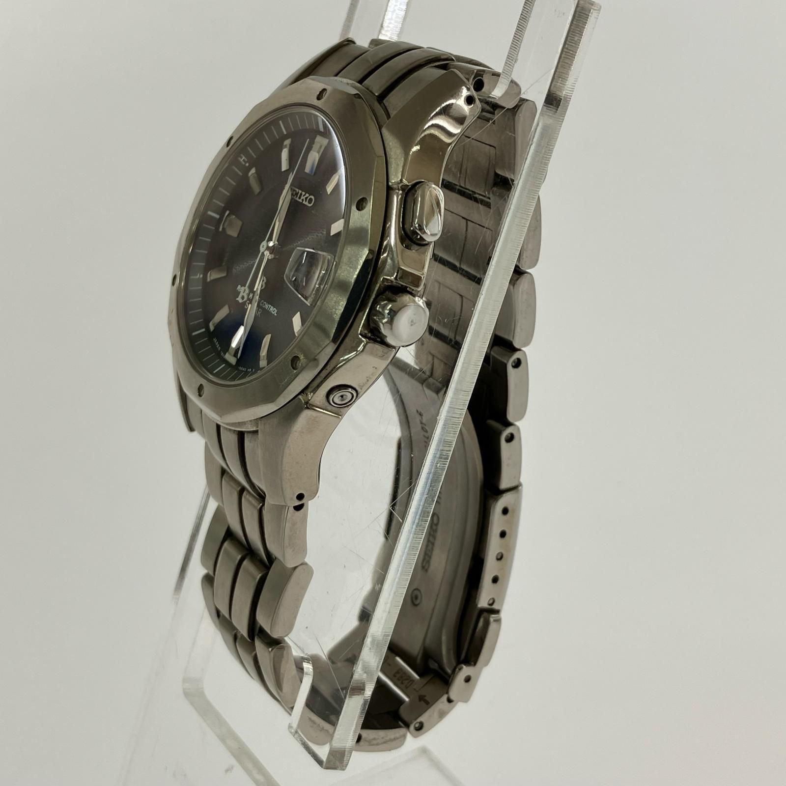 SEIKO セイコー 7 B 22-0 AC 0 ソーラー腕時計 ブラック×シルバー