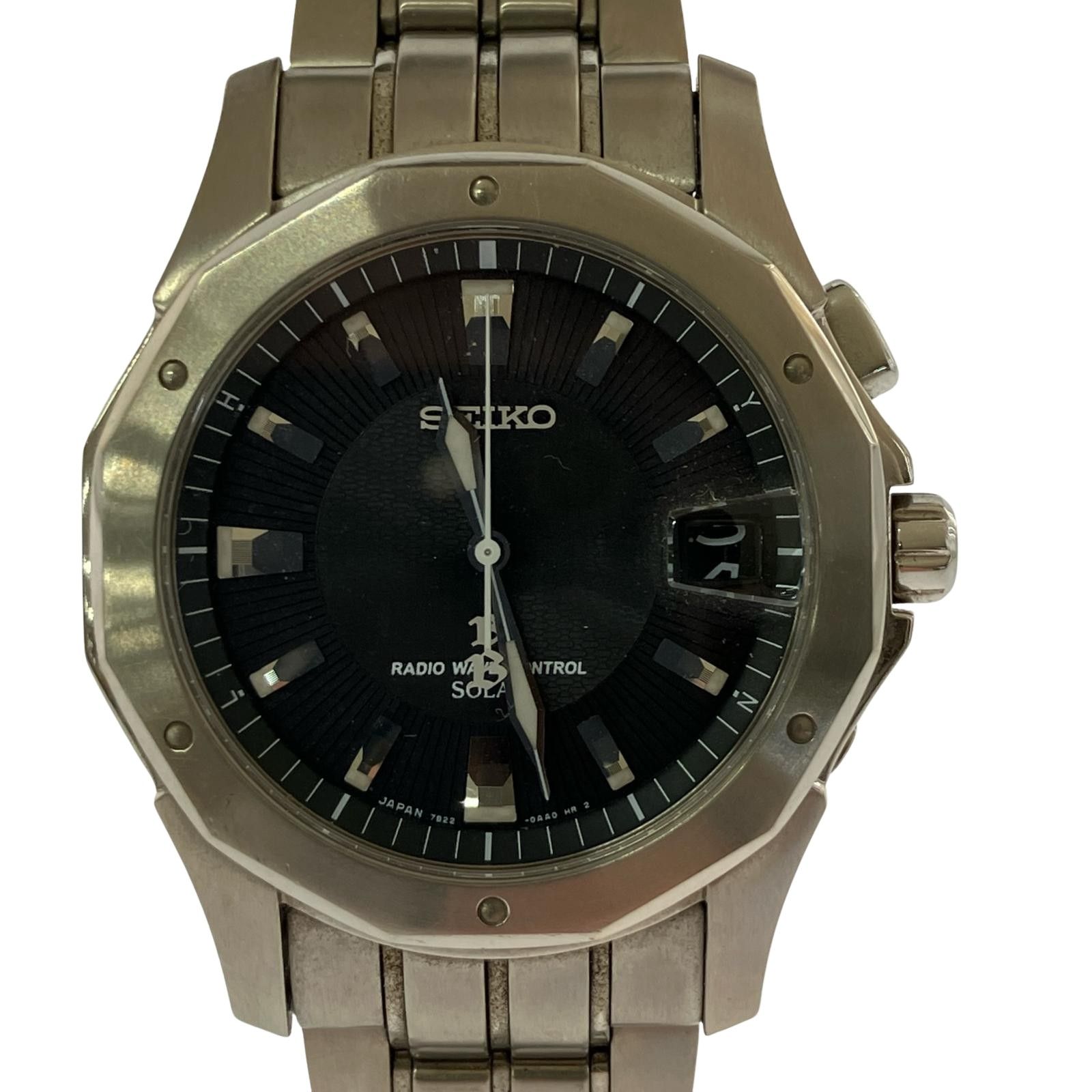 SEIKO セイコー 7 B 22 0 AC ソーラー腕時計 ブラック シルバー