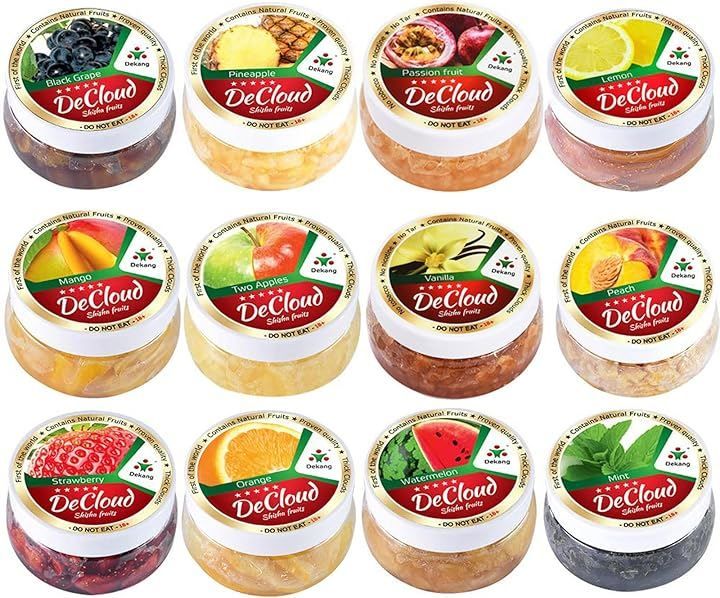 シーシャ フレーバー DeCloud Shisha Friut Hookah Mix Flavors Set 50 Gram Pack of 12 600 Grams Tobacco ＆ Nicotine gx PCS