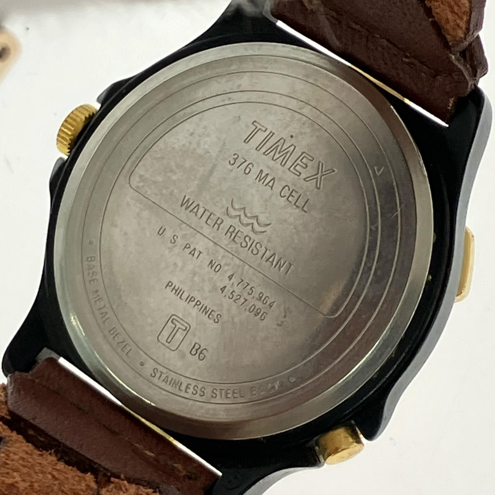 TIMEX タイメックス レザーベルト腕時計/ゴールド×ブラウン - メルカリ