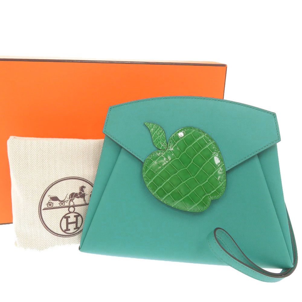 エルメス トゥッティフルッティ23 ヴォータデラクト アリゲーター ブルーパオン シルバー金具 X刻印 2016年製 クラッチバッグ ポーチ 1748 HERMES
