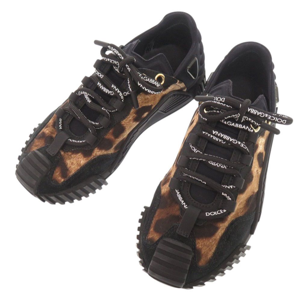 ドルチェアンドガッバーナ NS 1 スリッポンスニーカー レオパードプリント サイズ35 キャンバス スエード ブラック ブラウン スニーカー 0428 DOLCE GABBANA