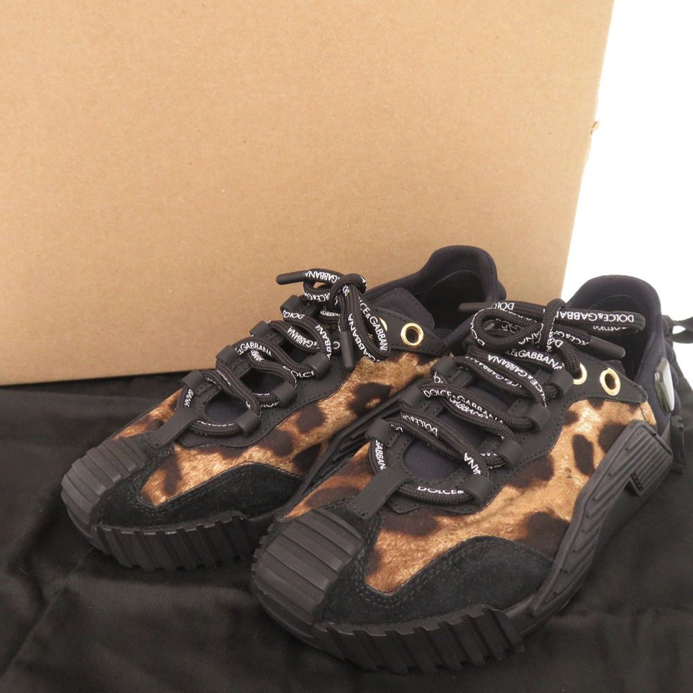ドルチェアンドガッバーナ NS 1 スリッポンスニーカー レオパードプリント サイズ35 キャンバス スエード ブラック ブラウン スニーカー 0428 DOLCE-GABBANA