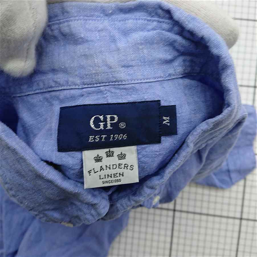 ◇ ⊂ ジーピー GP 半袖リネンシャツ OG-3425 ブルー系 メンズ Mサイズ 