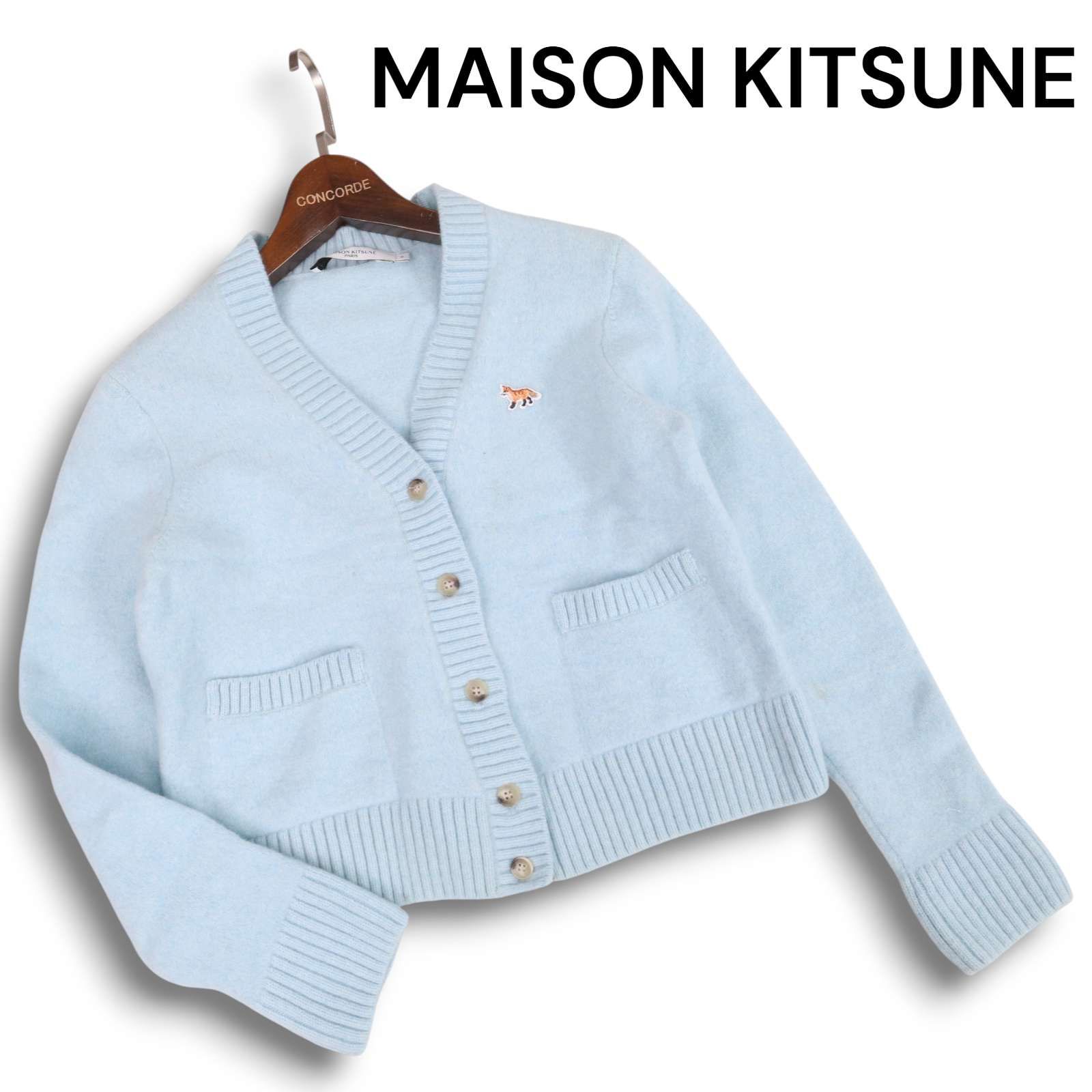 美品✨️ Maison Kitsune メゾンキツネ ニットカーディガン ワッペン MAISON KITSUNE メゾンキツネ 秋冬 ウール100%☆ キツネ ワッペン ロゴ