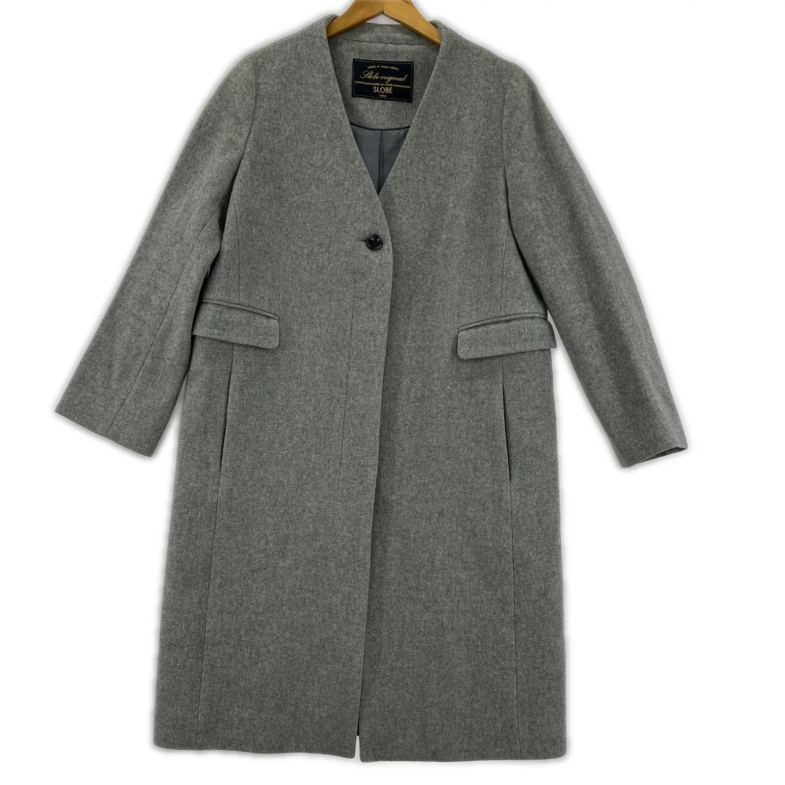 SLOBE IENA スローブ イエナ ウール ノーカラーコート size36/グレー