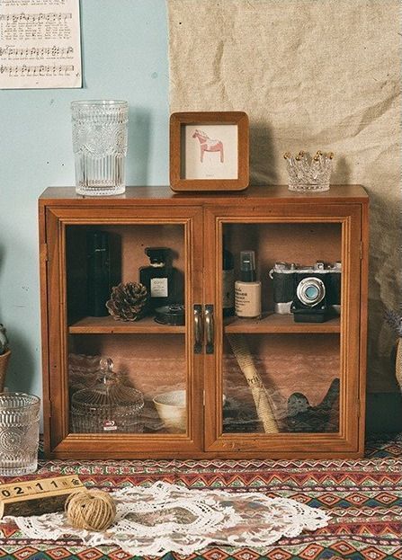 壁掛け　ミニキャビネット　飾り棚 木製 ショーケース　アンティーク　ビンテージ 小型キャビネット ショーケース 飾り棚 ミニ キャビネット 収納