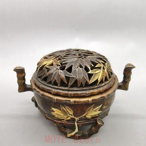 銅製 重工 彫刻 竹の香り炉 茶道具 香道具 装飾品 工芸品 美術品 置物 銅製 重工 彫刻 竹の香り炉 茶道具 香道具 装飾品 工芸品 美術品 置物