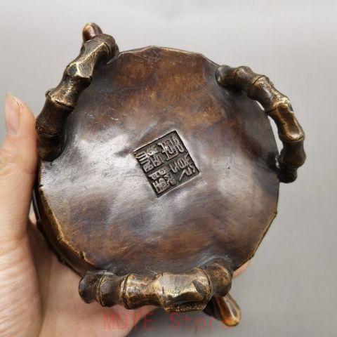 銅製 重工 彫刻 竹の香り炉 茶道具 香道具 装飾品 工芸品 美術品 置物