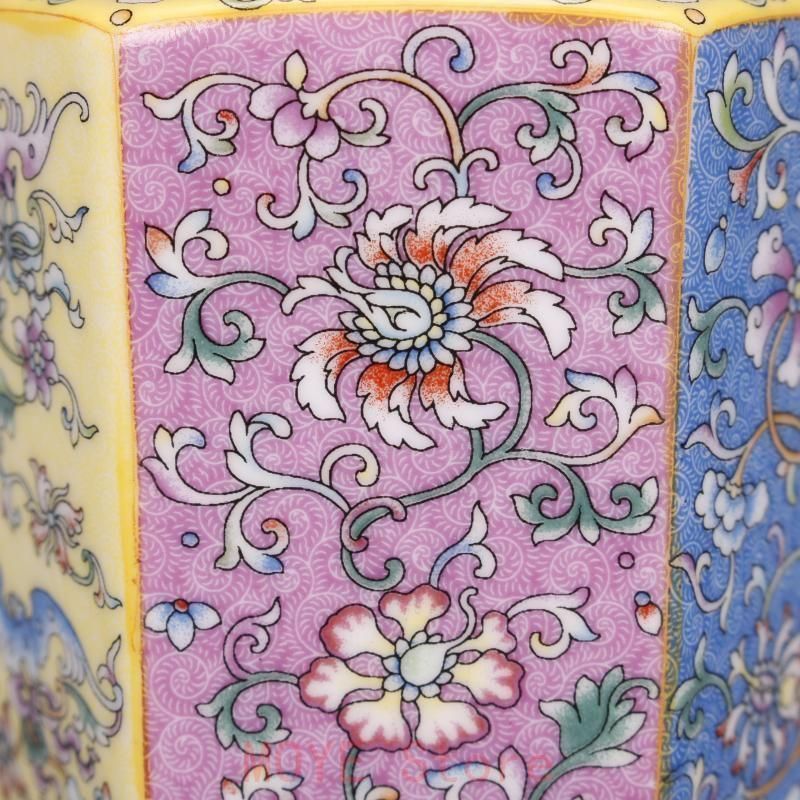 清乾隆琺瑯彩柄方お茶の缶 茶道具 陶磁器 装飾品 現代工芸品 美術品