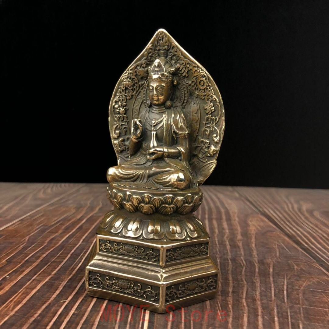 仏教美術 西方三聖坐像 地蔵 菩薩 観音 銅製 仏像 彫刻 置物 開運 風水